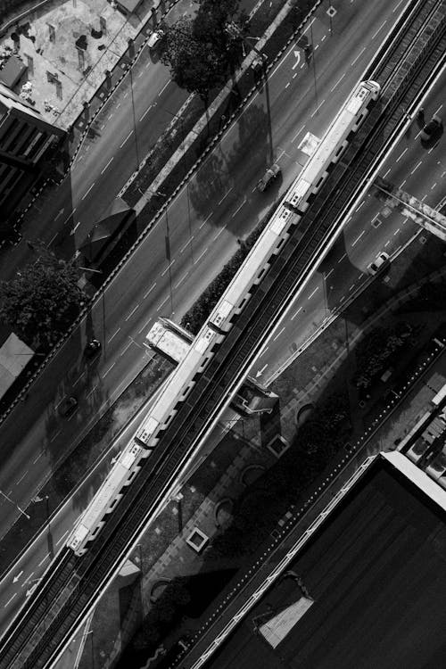 Top View of a Train in City 