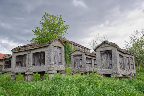 View of the Granaries in the Historic Village of Lindoso, Portugal