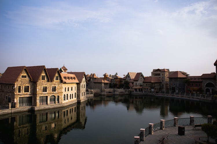 Traditional Stone Houses On River Bank