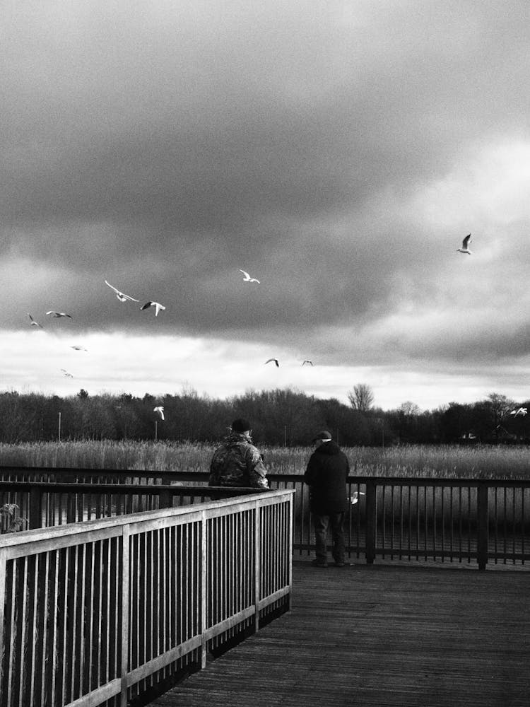 Men Standing On A Bridge 