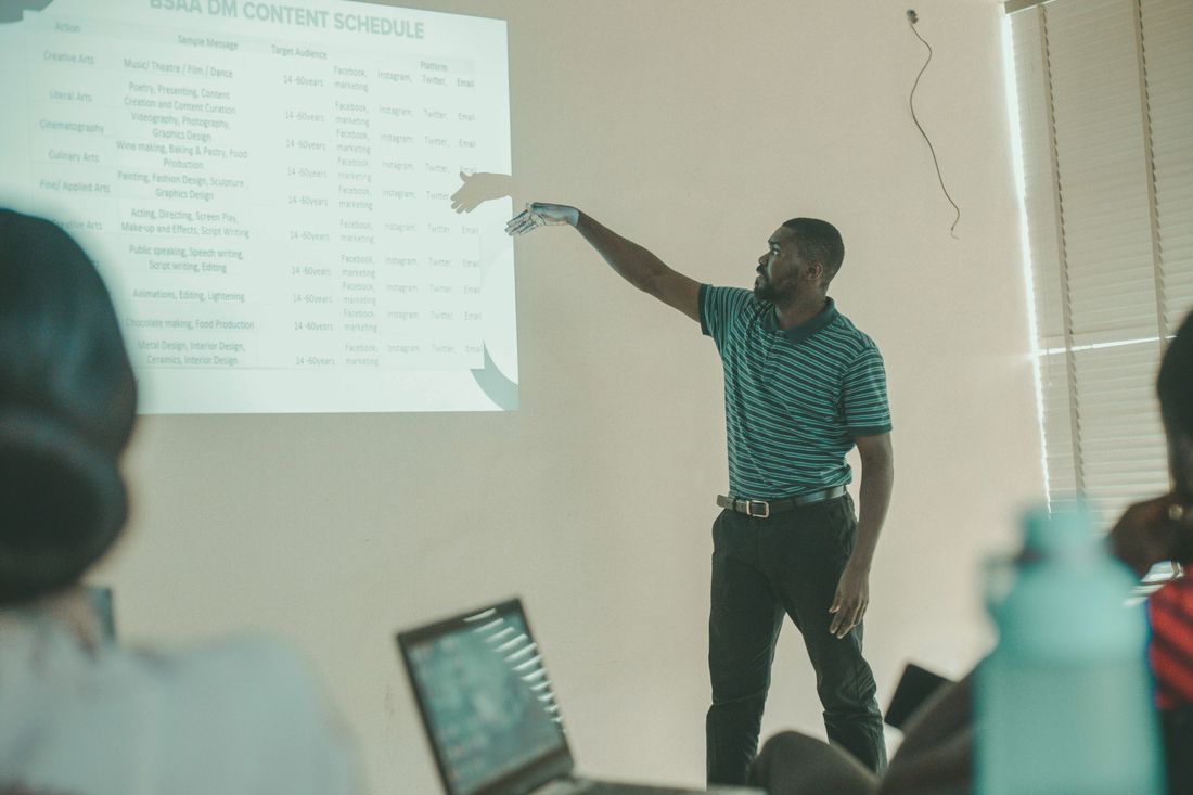 Growth graph being presented in a classroom