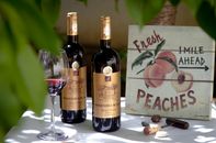 Two Red Wine Bottles Beside Clear Wine Glass