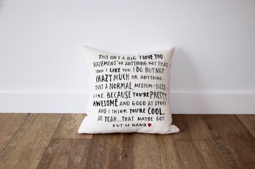 A pillow with a quote on it