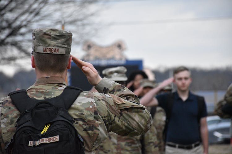 Soldier Saluting In Attention