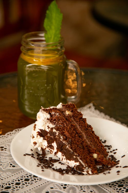 Cream Cake on White Plate