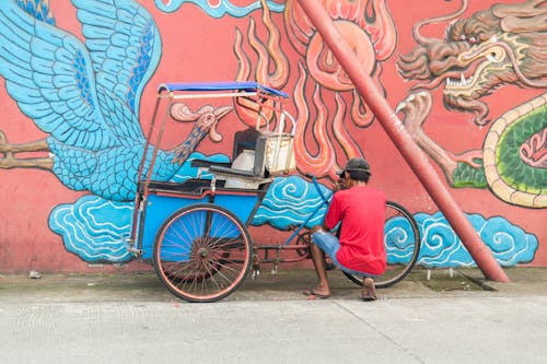 Man by Bicycle Rickshaw 