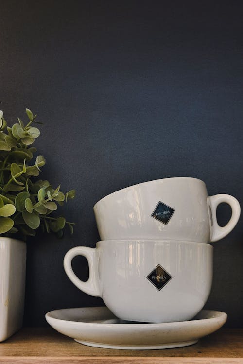 Free Two Porcelain Cups  Stock Photo