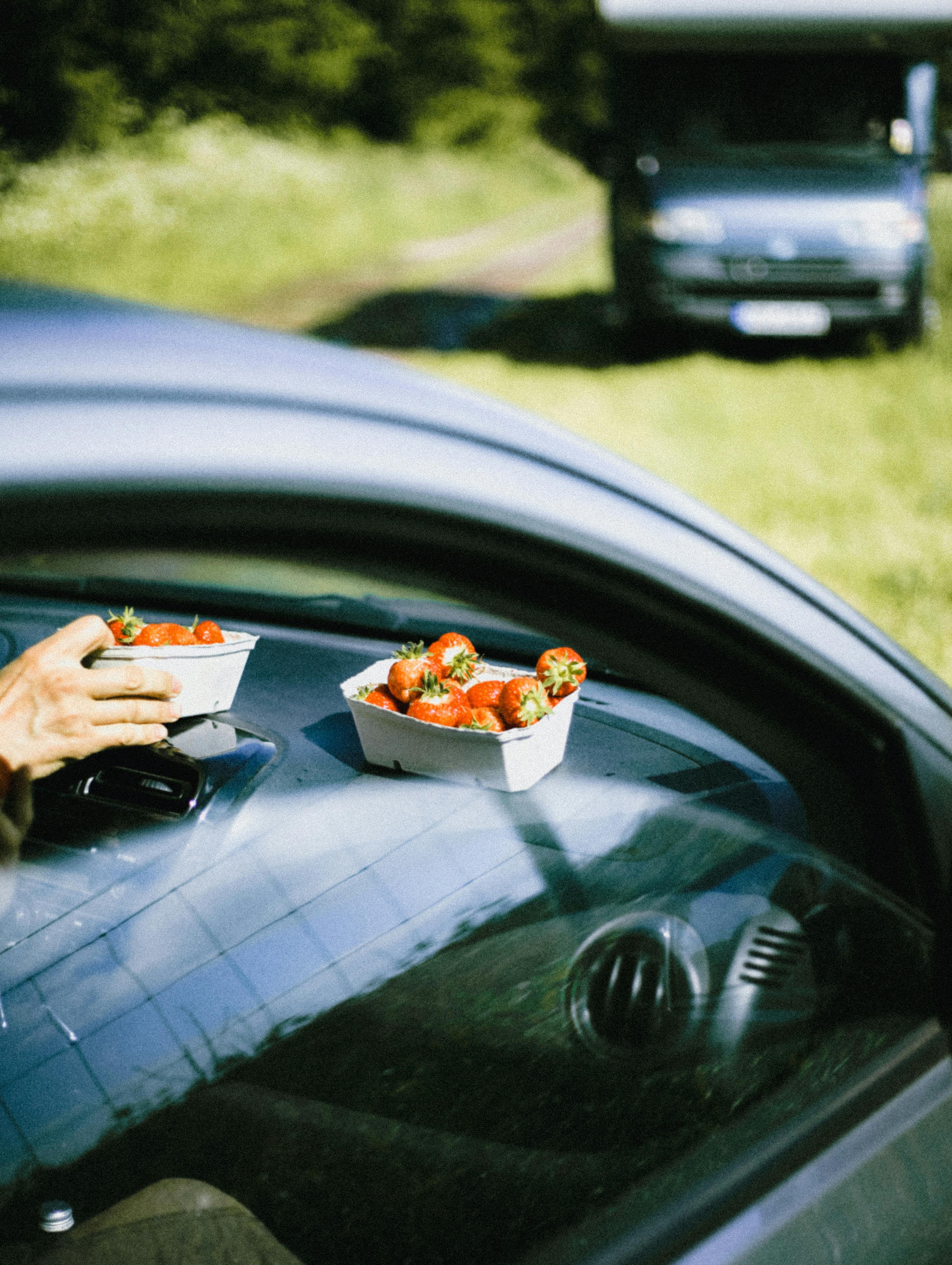 Boxes with Strawberries in Car · Free Stock Photo
