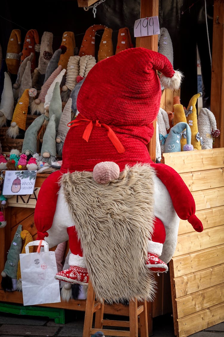 Santa Claus Toy At A Christmas Market