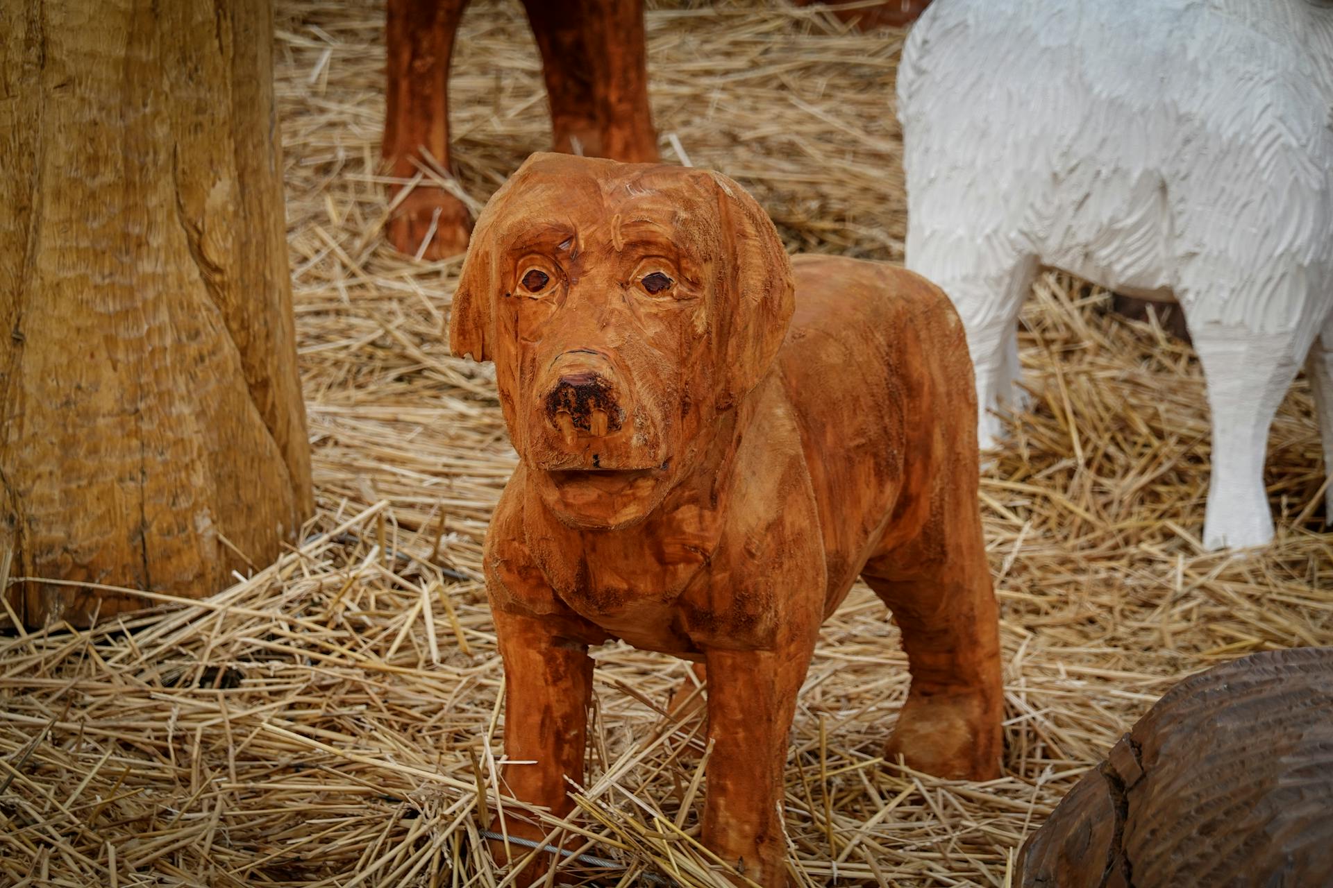 Dog Figure Carved in Wood