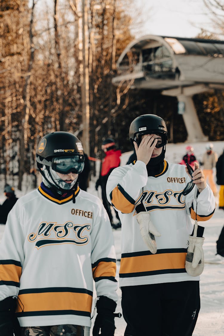 Hockey Players In Outdoor Ice Rink