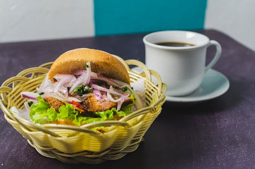 A Breakfast Burger and a Cup of Coffee 