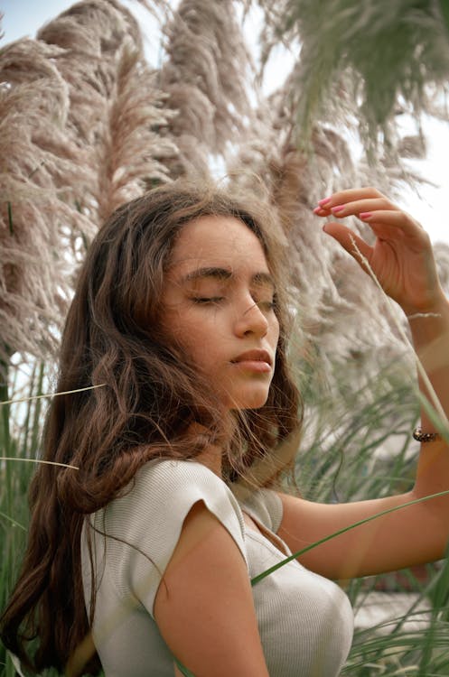 Woman in Field of Pampas Grass