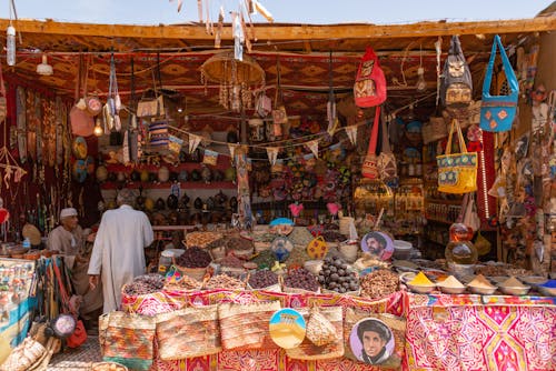 Market Stall with Traditional Items and Food 