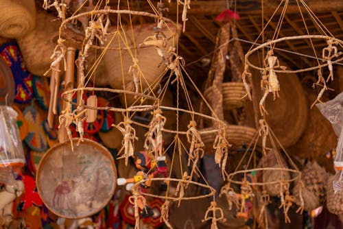 Closeup of Hanging Traditional Craft Objects