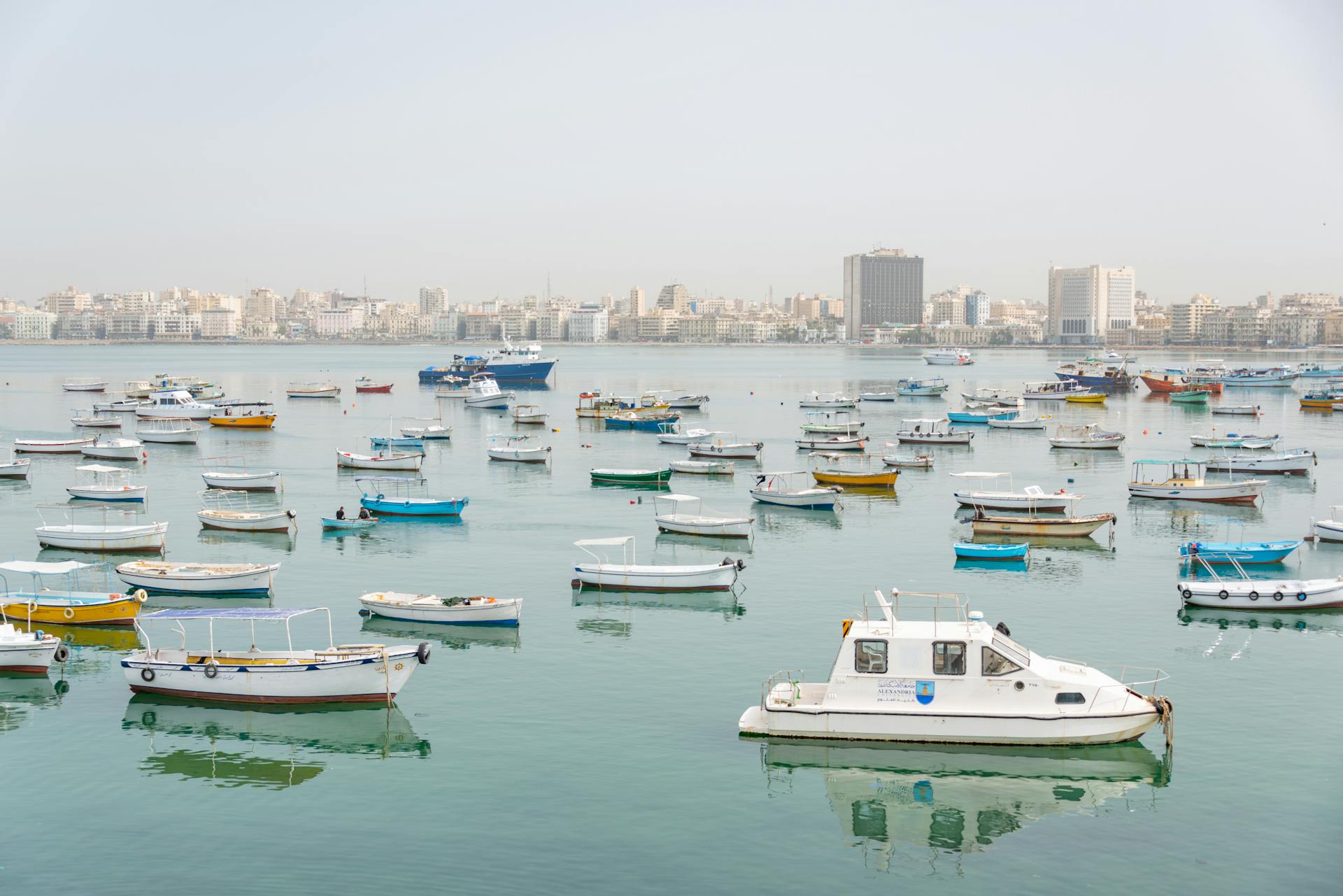 Boats in the Port in Alexandria, Egypt