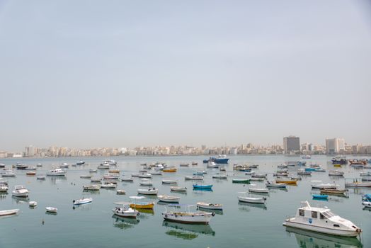Boats in the Port in Alexandria, Egypt