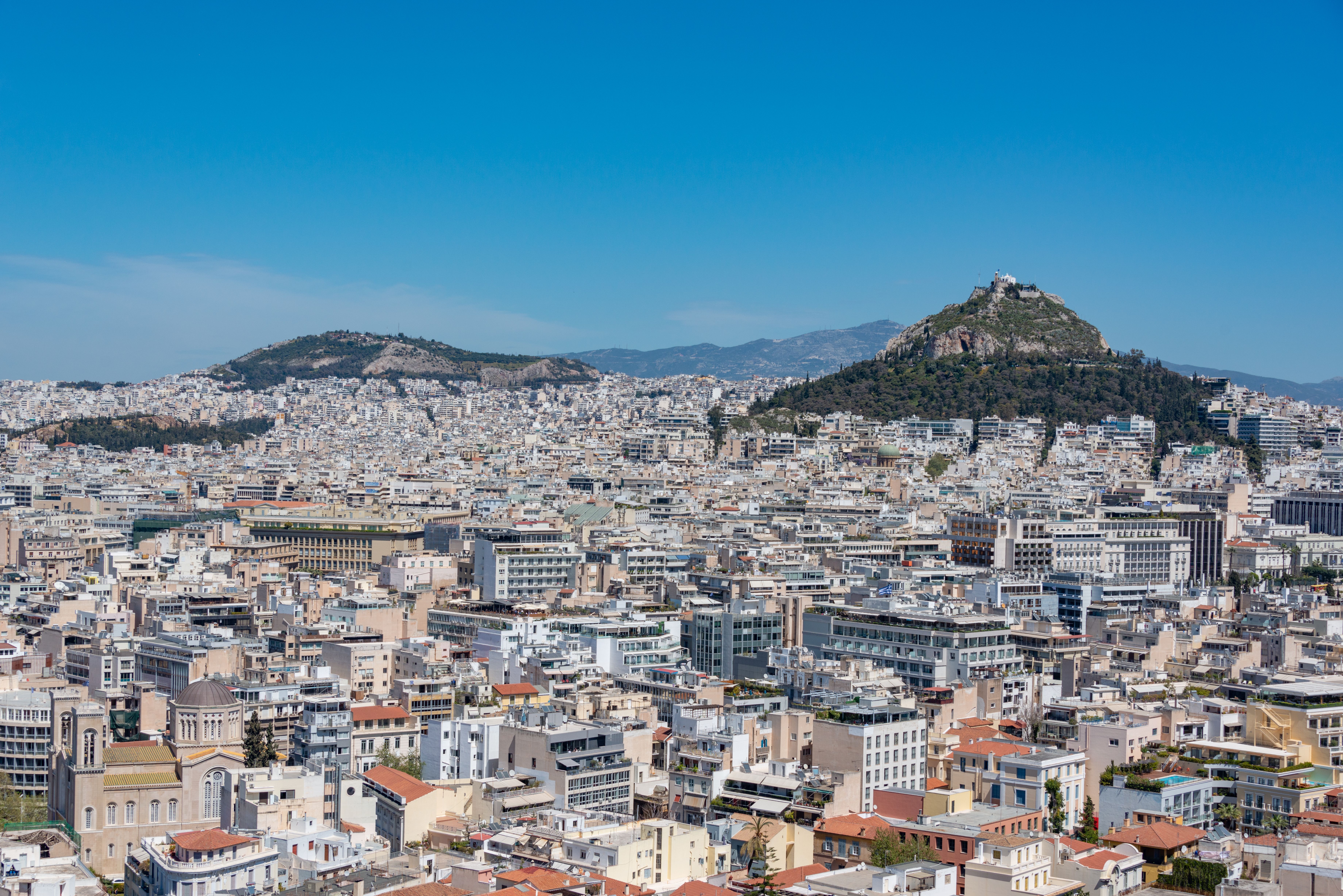 Athens cityscape from Lycabettus Hill at sunset