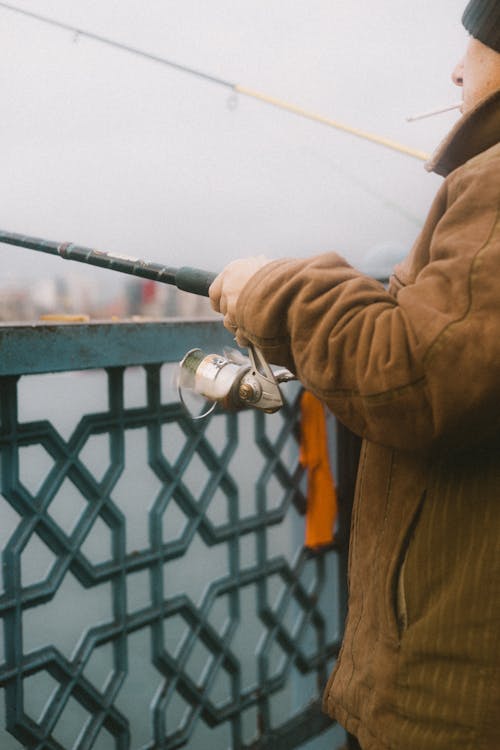 Man Fishing on a Bridge in Istanbul 