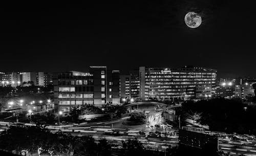 Uitzicht Op De Stad Bij Nachtfotografie