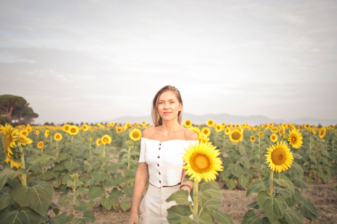 Photo of a Woman Standing on the Sunflower Field · Free Stock Photo