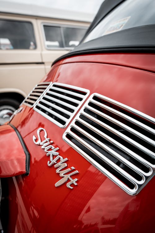 Back of Vintage, Red Volkswagen Beetle