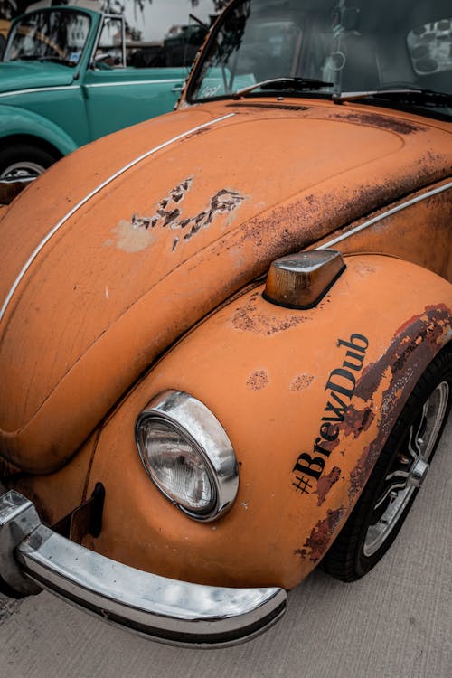 Orange Rusty Old-fashioned Volkswagen