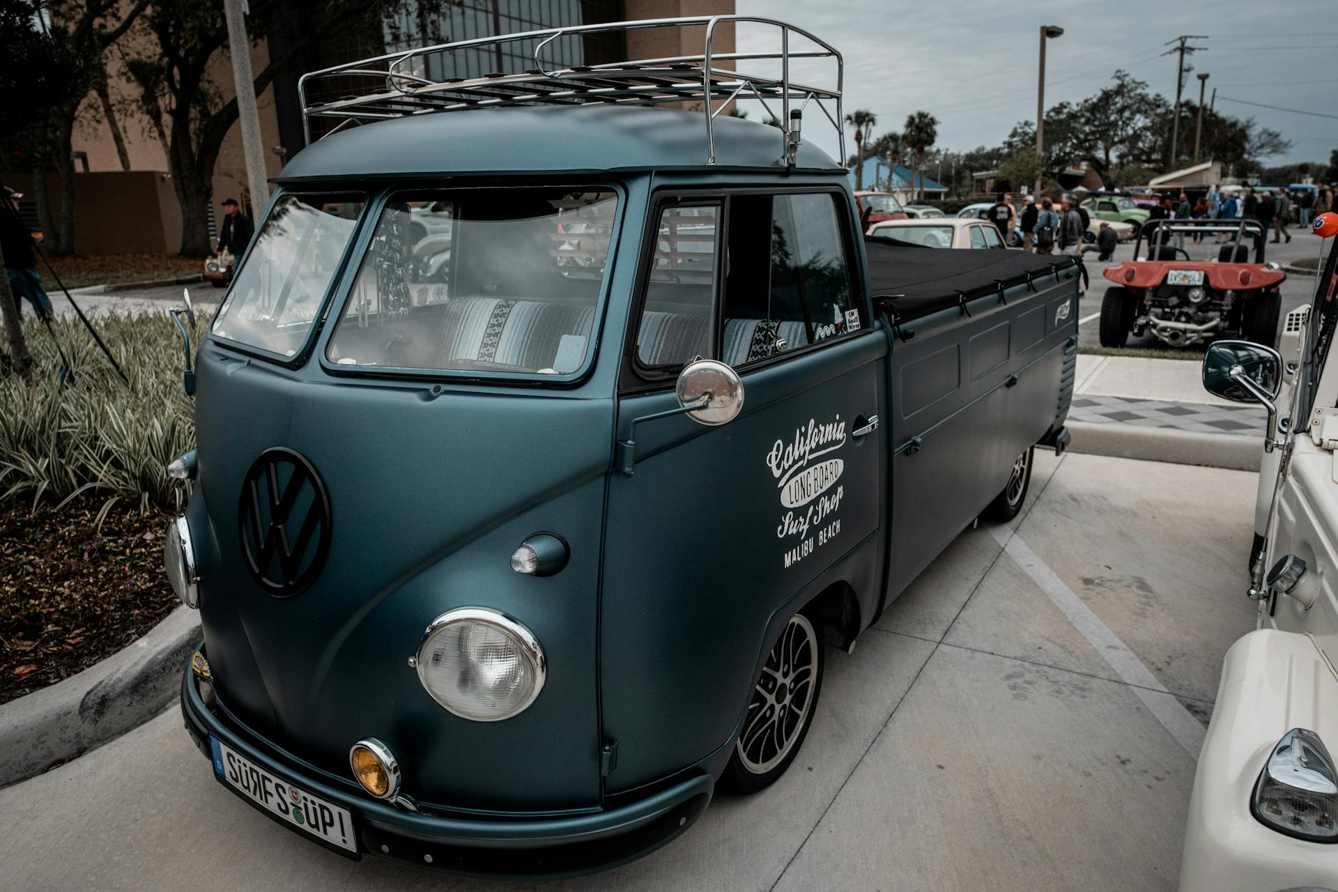Pearl Green Volkswagen Type 2 Pickup with Roof Rack