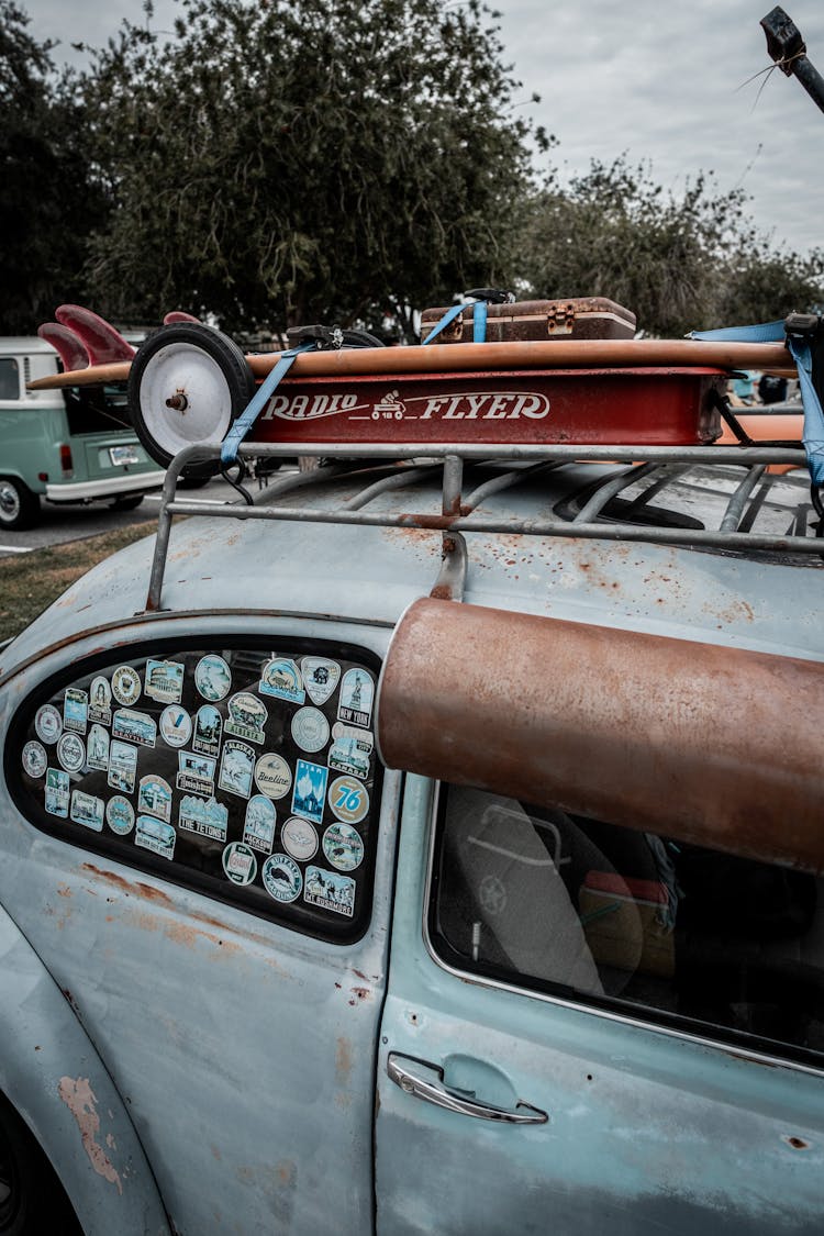 Volkswagen Beetle With Radio Flyer Wagon