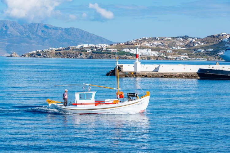 White Boat On The Sea