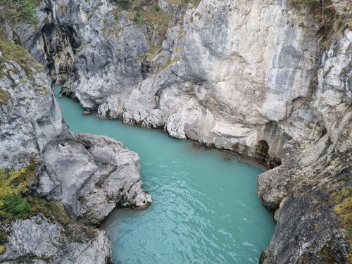 Free A serene turquoise river flowing through a stunning canyon in Füssen, Germany. Stock Photo