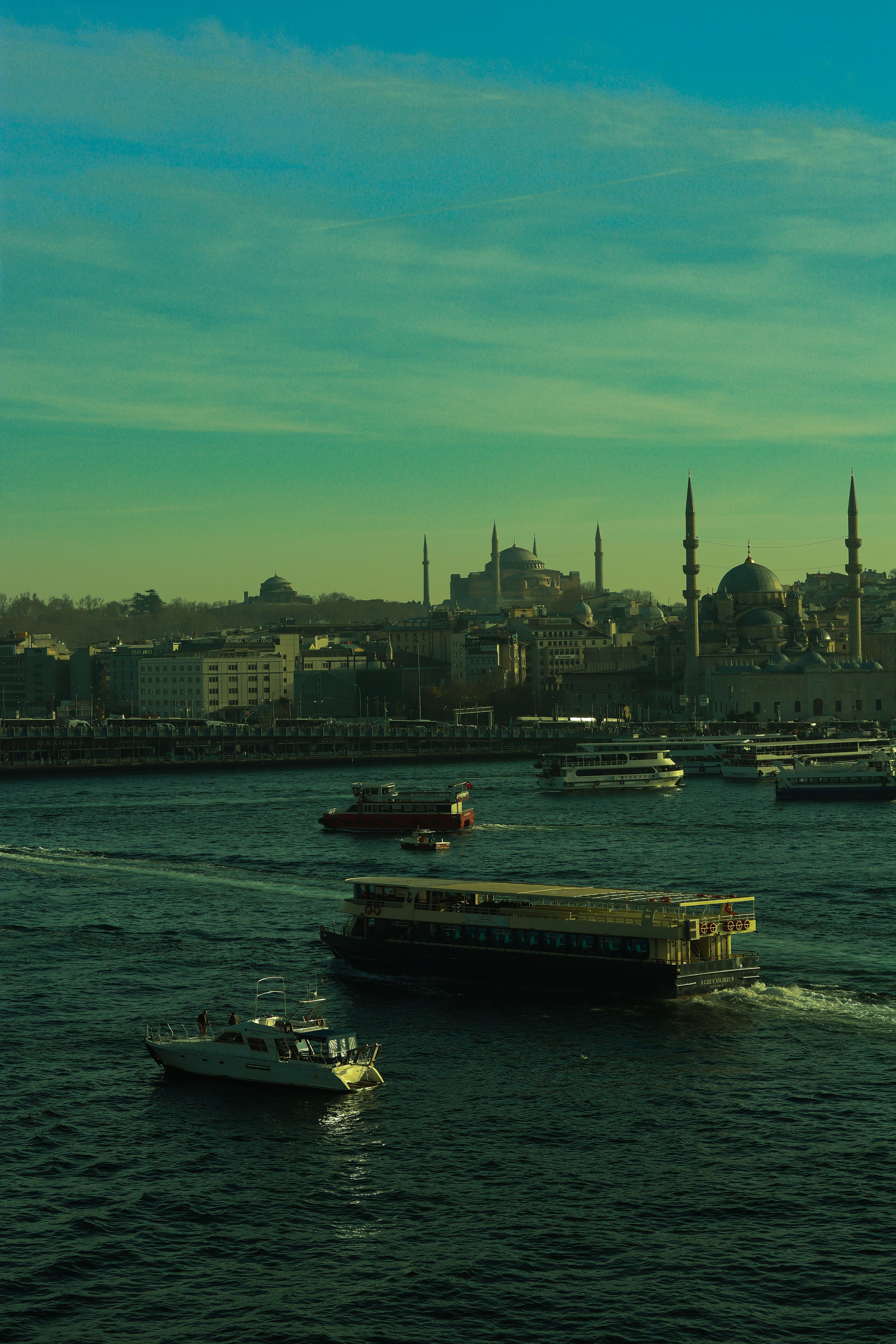 Skyline of Istanbul and Boats on the Bosphorus Strait · Free Stock Photo