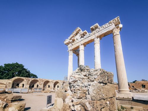 Free Explore the ancient Roman ruins of the Apollo Temple in Side, Turkey, showcasing historical architecture. Stock Photo