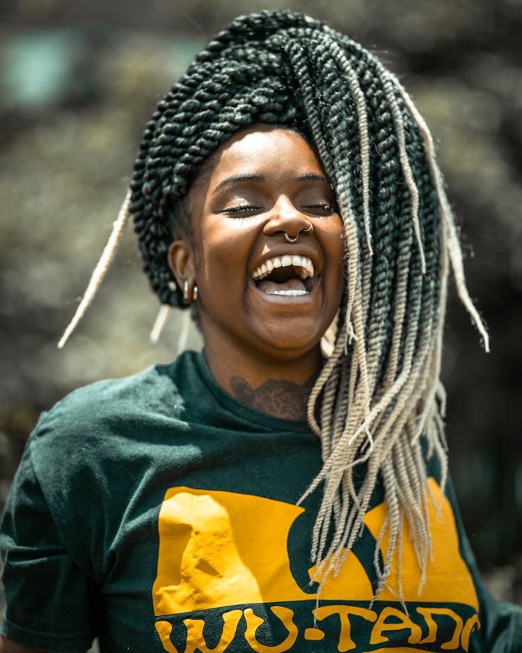 Laughing Woman With Dreadlocks