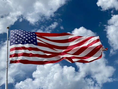 Close-up of a Waving American Flag