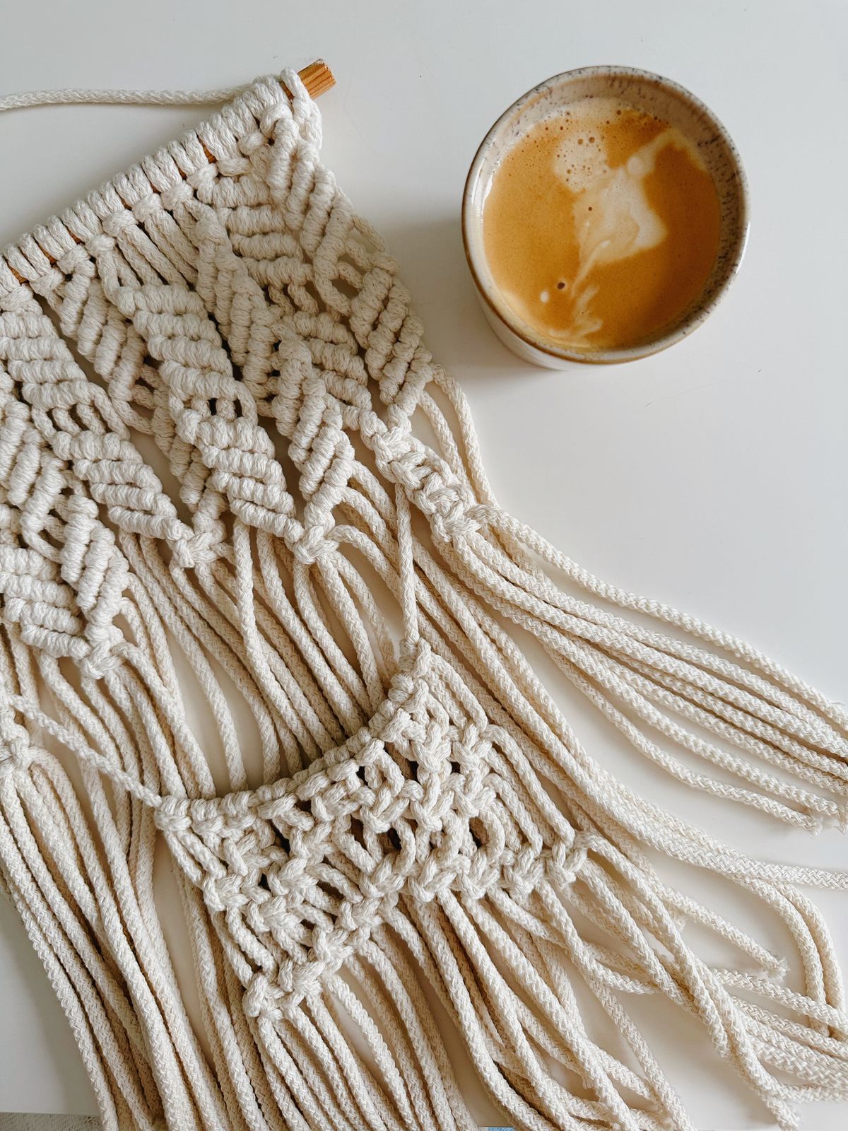Macrame knots and cotton cord for macrame crafts