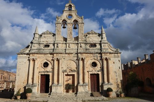 Free Explore the stunning architecture of Arkadi Monastery in Rethymno, Greece, a renowned religious landmark. Stock Photo