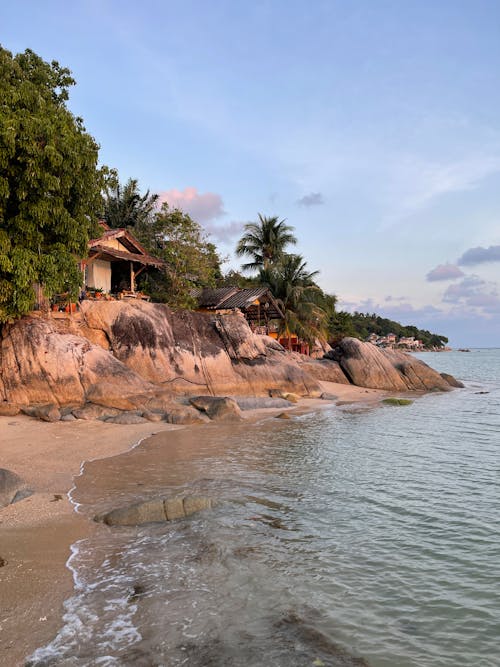 Village on Rock on Sea Shore