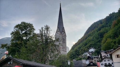 Free stock photo of church, church tower, mountains