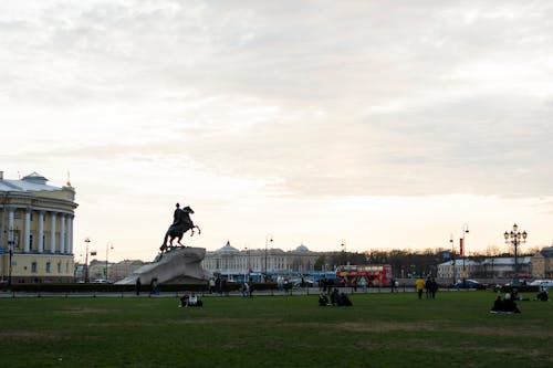 Bronze Horseman Statue at a Public Square