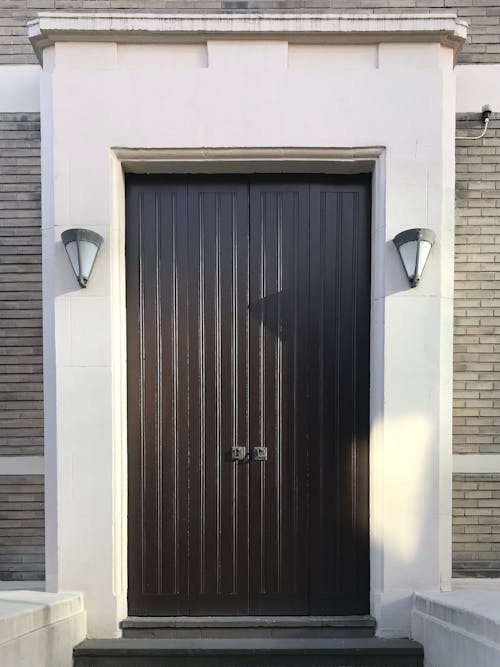 Dark Brown Door at the Entrance to a Building 