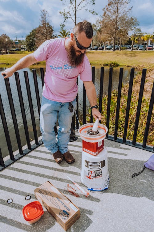 Bearded Man Making Cotton Candy