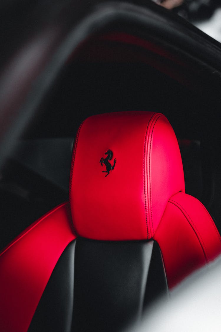 Red Seat With Ferrari Horse Label