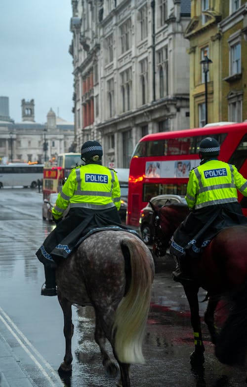 Horse Police on Street, London, England, UK