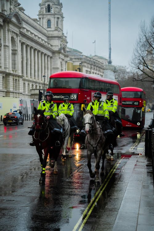 Horse Police on Street, London, England, UK