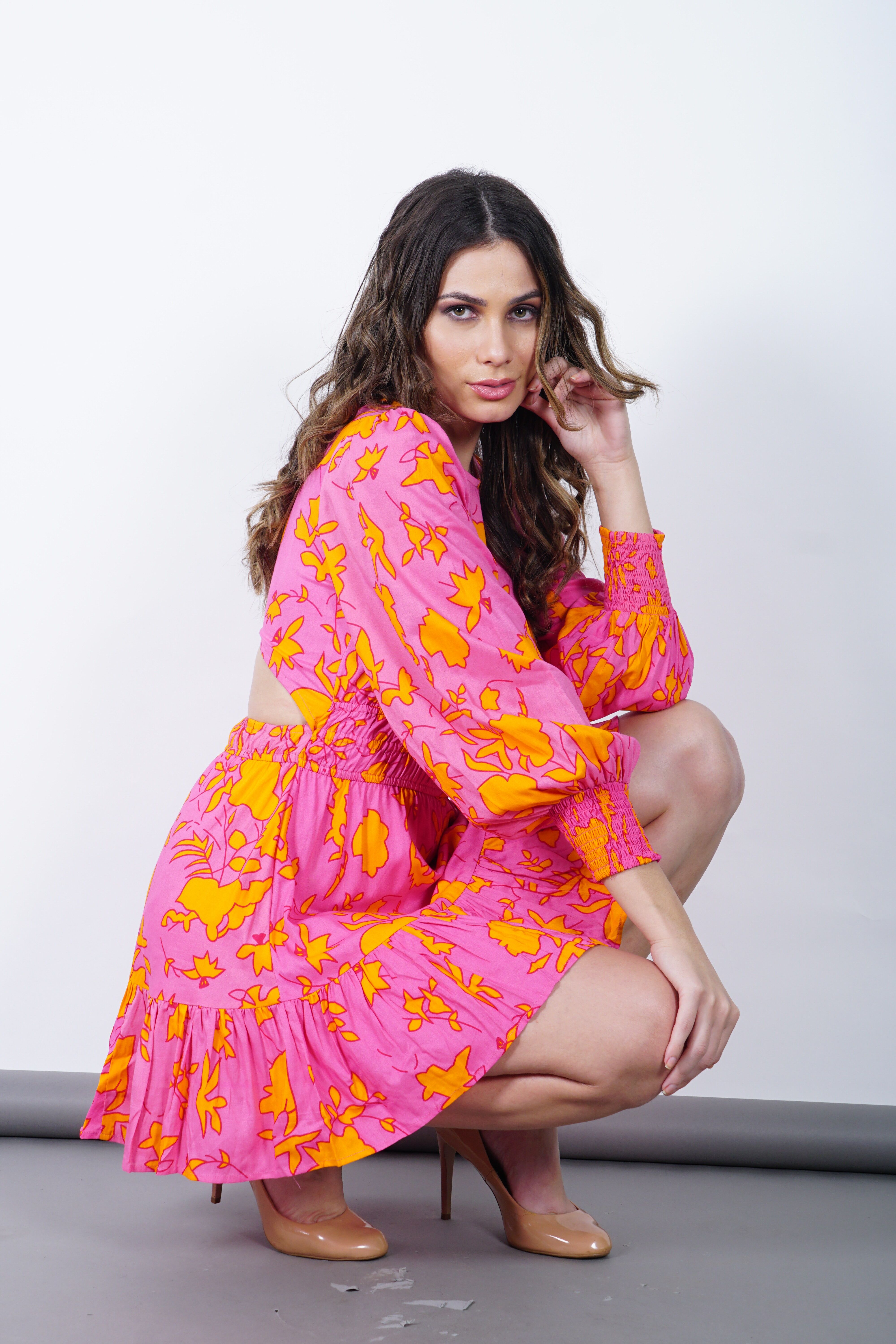 Photo of a Cute Young Woman in a Pink Dress · Free Stock Photo