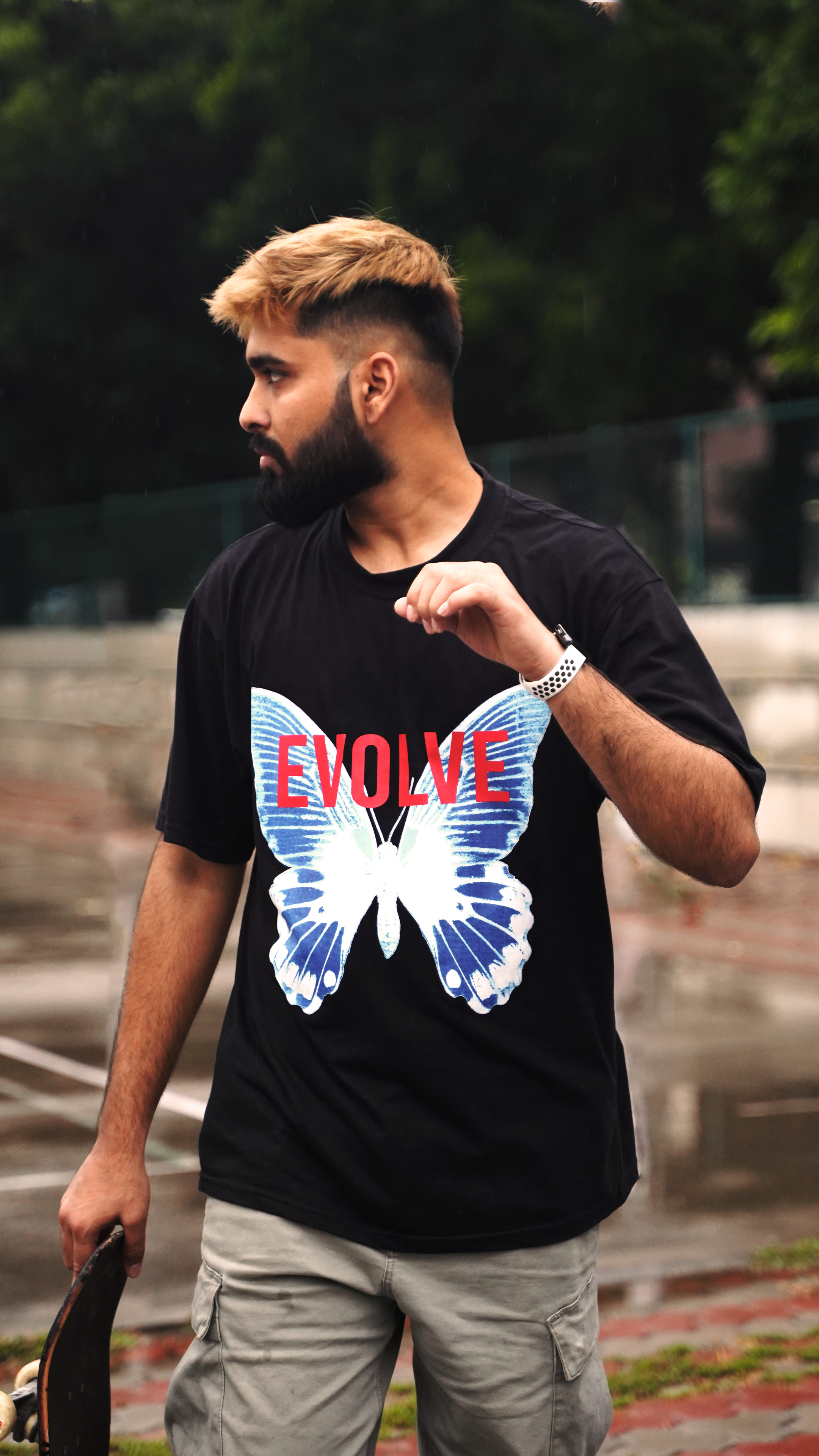 Camiseta Oversized Preta Estampada