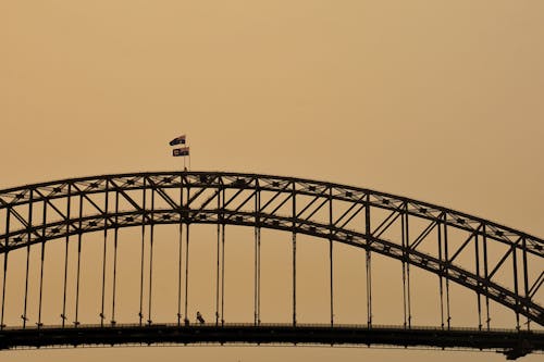 悉尼海港大桥, 拱橋, 旗子 的 免费素材图片