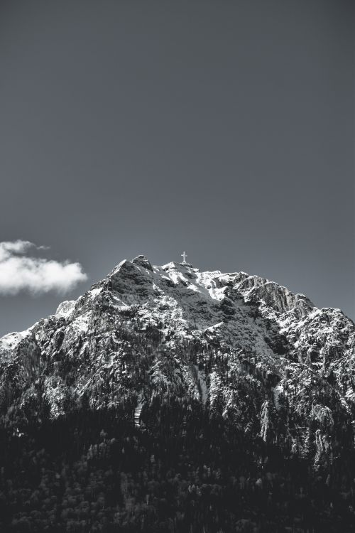 Free Scenic view of the snowcapped Giewont summit in the Tatra Mountains, Poland. Stock Photo