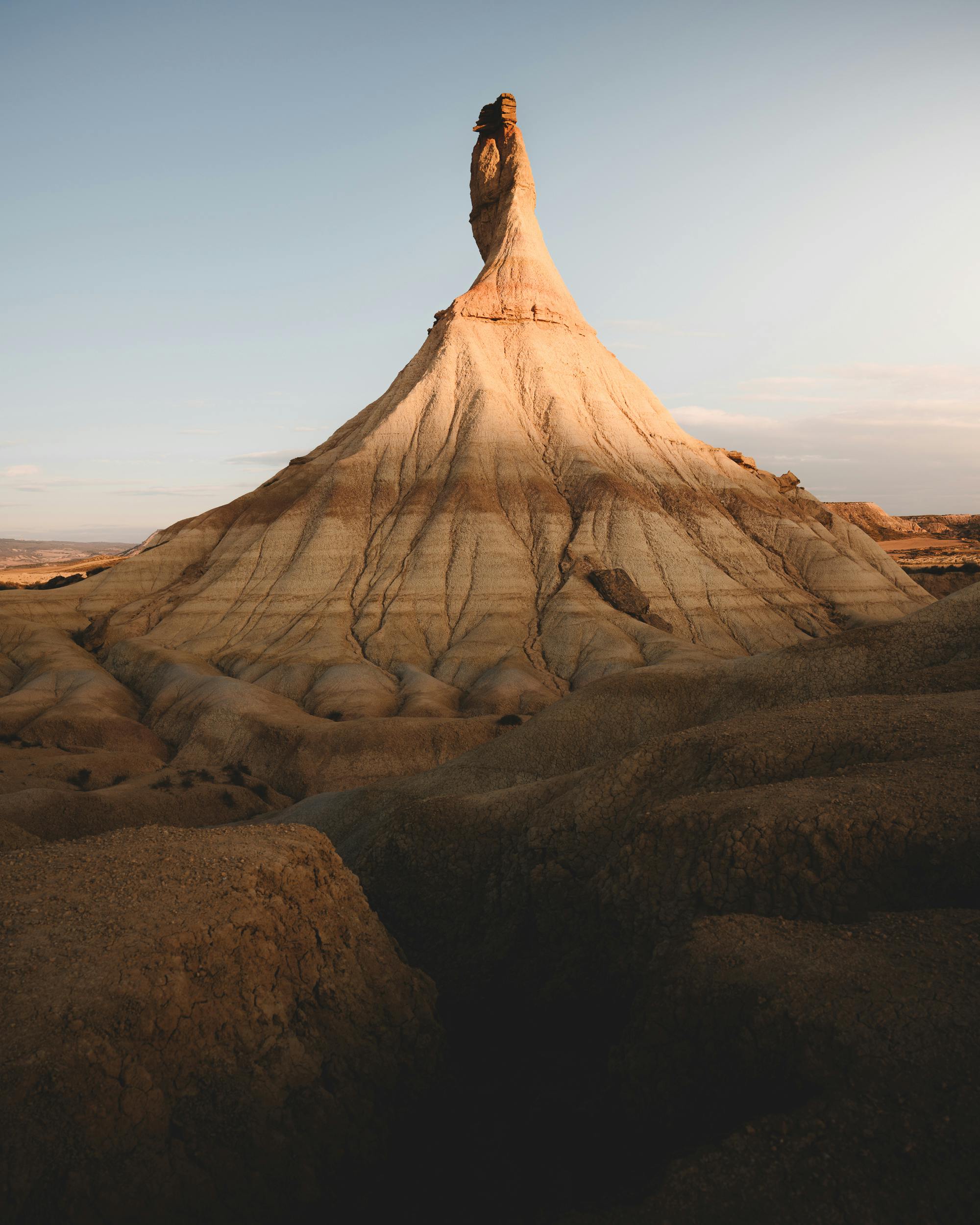 Stunning view of a unique sandstone formation in a Spanish desert, showcasing natural beauty.